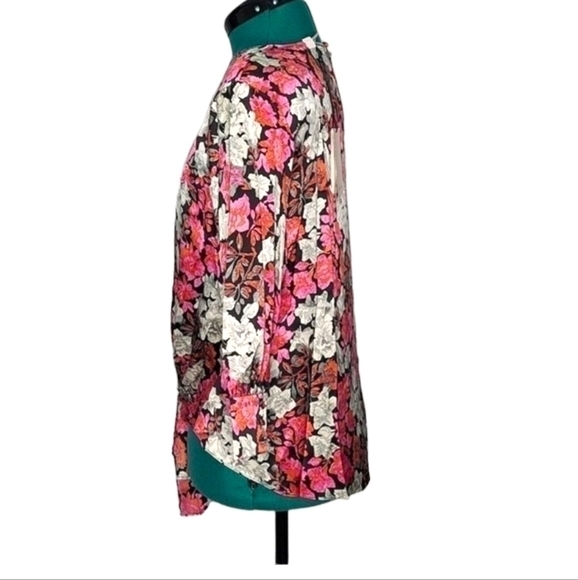 *nwt Cinq a Sept jenny Multi Floral Print Silk tie front blouse Sz Small - Picture 3 of 8